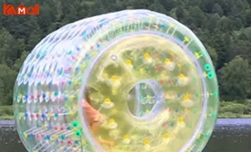 giant plastic zorb ball on water
